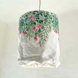Paralume in carta con stampa a rose, paralume in carta lavabile, lampada di design, lampada a sospensione, luce, illuminazione