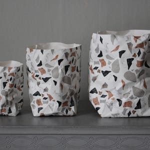 Stylish storage, Terrazzo pattern washable paper bag, paper storage basket, abstract pattern, granite, monochrome, modern home image 5