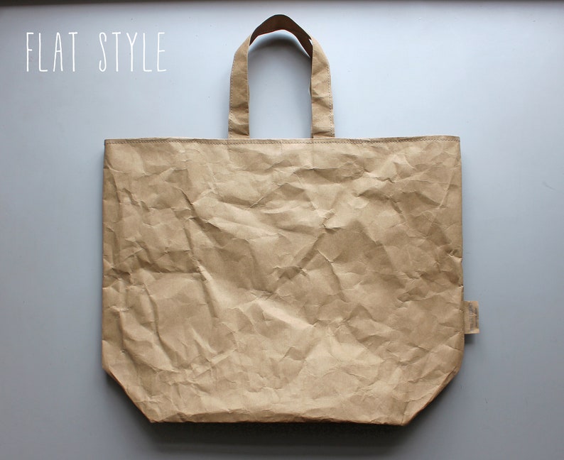 Paper bag, washable paper bag, shoulder bag, shopping bag, tote, shabby chic look, market bag, eco-conscious image 7