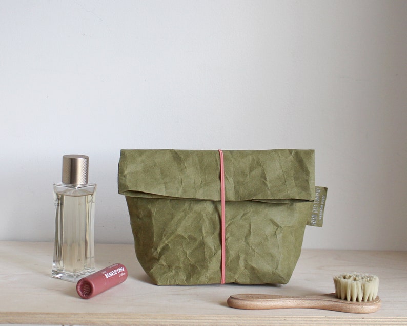 Wash bag made from washable paper, various colours, make up bags, cosmetic bag, toiletry bag, travel bag, bathroom storage, minimalist image 8