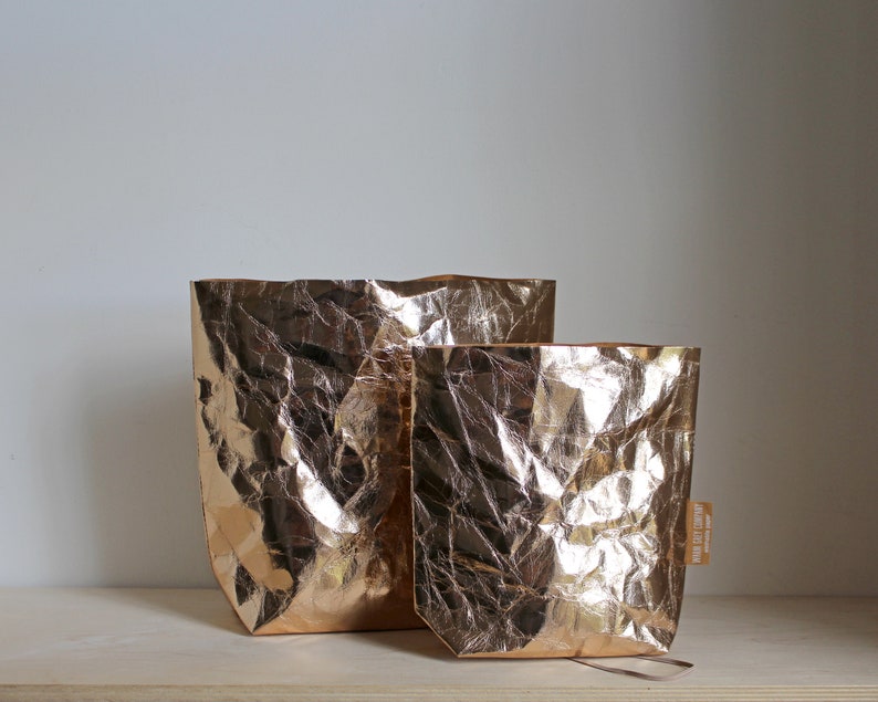 Rose gold make up bag made from washable paper Cosmetic bag Toiletry storage bag Wash bag Bathroom Storage image 4