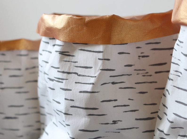 Birch Bark design paper baskets, washable paper bags, Nordic Style, Scandinavian, interior decor, Easter image 5