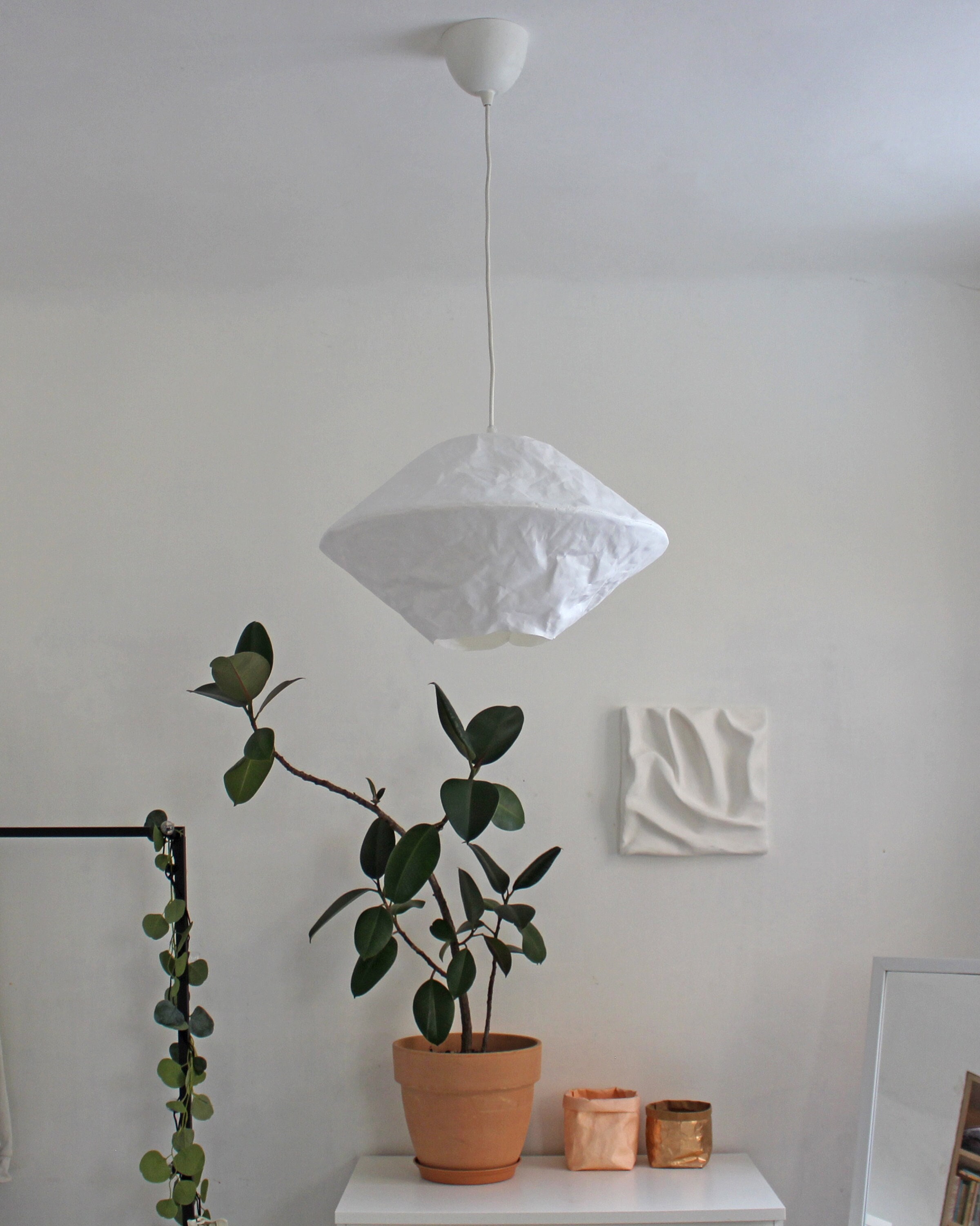 Washable Paper Lampshade: UFO Pendant Light, Wabi-Sabi Style