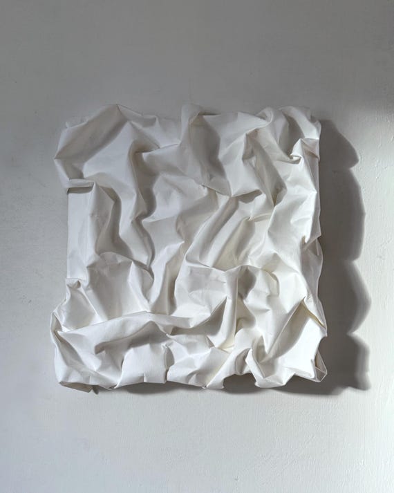 Sculptural Paper Wall Art, Minimalist Wabi Sabi Decor, Pantone cloud dancer 2026
