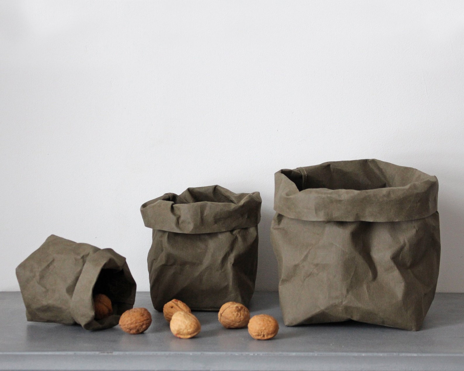 Sustainable Storage Khaki Paper Bag Washable Paper Storage Etsy