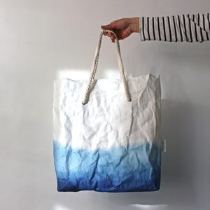 Borsa tinta indaco, borsa tote indaco, borsa di carta lavabile, borsa a tracolla, sfumatura indaco, estate, borsa da spiaggia, mare, marittimo
