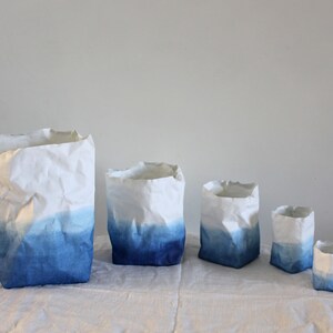 Indigo Blue ombre washable paper bags, Wabi Sabi style, Etsy Awards finalist 2016 image 6