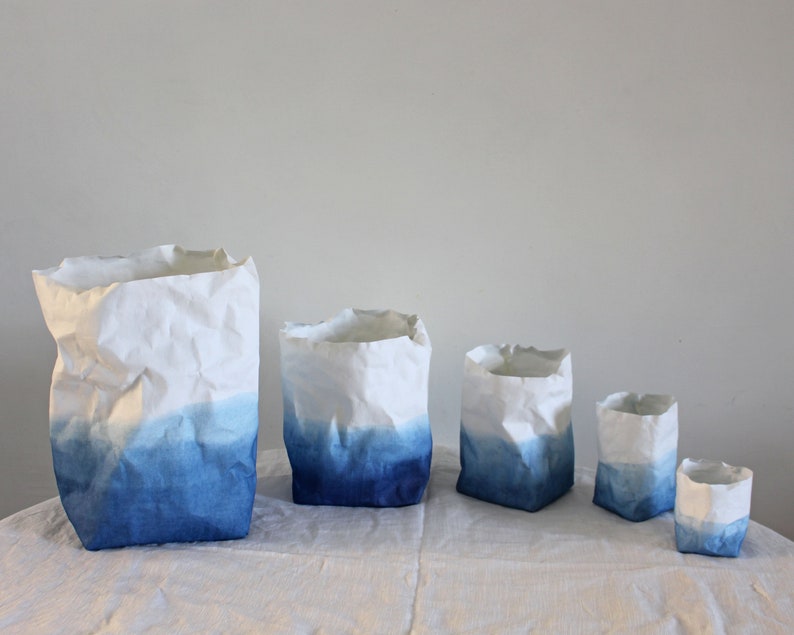 Indigo Blue ombre washable paper bags, Wabi Sabi style, Etsy Awards finalist 2016 image 6