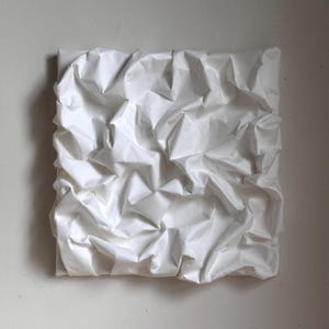 Sculptural Paper Wall Art, Minimalist Wabi Sabi Decor, Pantone cloud dancer 2026 White