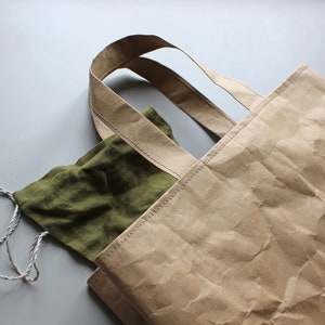 Paper bag, washable paper bag, shoulder bag, shopping bag, tote, shabby chic look, market bag, eco-conscious image 5
