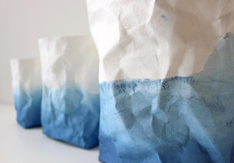 Indigo Blue ombre washable paper bags, Wabi Sabi style, Etsy Awards finalist 2016 image 10