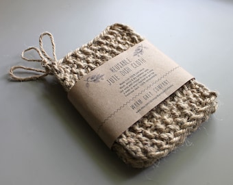 Jute dish cloth, dish scrubber, washable, reusable, eco friendly, zero waste, sustainable sponge