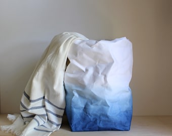 Sacs en papier lavables Indigo Blue ombre, style Wabi Sabi, finaliste des Etsy Awards 2016