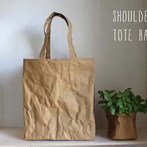 Paper bag, washable paper bag, shoulder bag, shopping bag, tote, shabby chic look, market bag, eco-conscious image 8