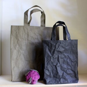 Paper bag, washable paper bag, shoulder bag, shopping bag, tote, shabby chic look, market bag, eco-conscious Khaki