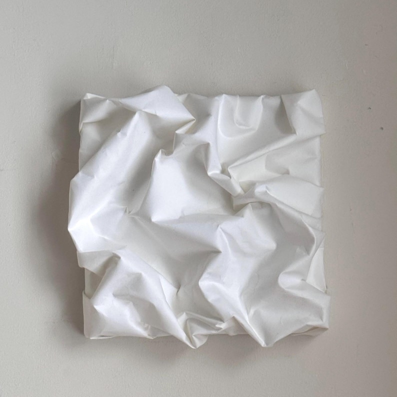 Sculptural Paper Wall Art, Minimalist Wabi Sabi Decor, Pantone cloud dancer 2026 image 13
