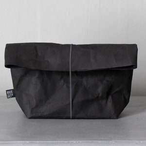 Wash bag made from washable paper, various colours, make up bags, cosmetic bag, toiletry bag, travel bag, bathroom storage, minimalist Black