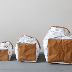 Birch Bark design paper baskets, washable paper bags, Nordic Style, Scandinavian, interior decor, Easter image 4