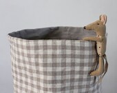 Linen basket, stripy or gingham basket, linen and washable paper bag, laundry hamper, toys storage, nursery decor