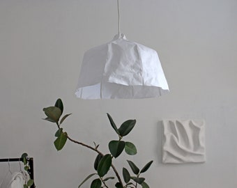 Paper lampshade, washable paper lampsahde, white lamp, bell shape, pendant lamp, light, lighting, wabi-sabi