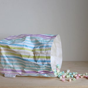 Stripy or Gingham paper basket, washable paper bag, joyful storage, fun storage, retro, candy, pastels, checkered image 4