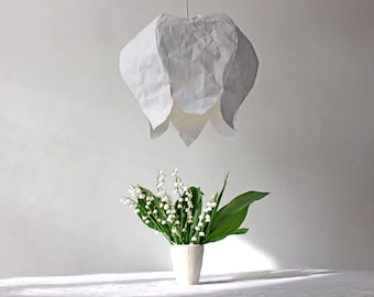 Abat-jour en forme de fleur, abat-jour en papier lavable, lampe pendante, lampe suspendue, lumière, éclairage, muguet