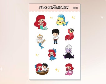 Mermaids, Chibi, Characters, Weatherproof Vinyl Stickers ||  Decals, Journaling, Decorative || 4x6