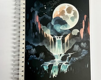 Reusable Sticker Book || Midnight Waterfall || Matte Vinyl - Rounded Corners || 5 x 7 (Same Front & Back Cover)
