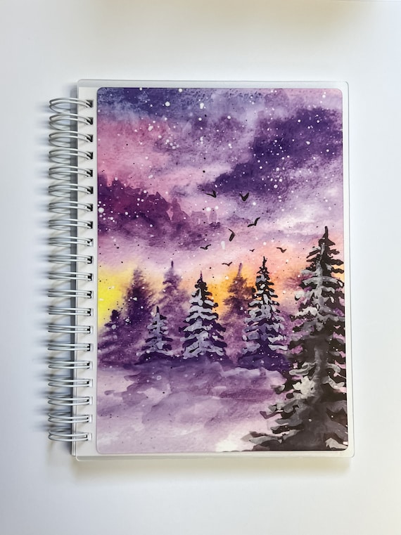 Reusable Sticker Book, Sticker Collector, Unique Gift || Purple Snow || Matte Vinyl - Rounded Corners || 5 x 7 (Same Front & Back Cover)