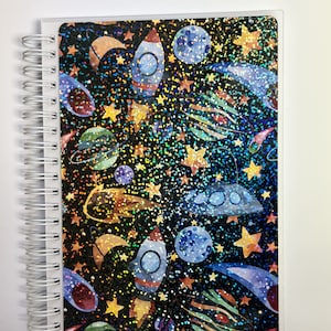 Reusable Sticker Book || Outerspace || Holographic Vinyl - Rounded Corners || 5 x 7 (Same Front & Back Cover)
