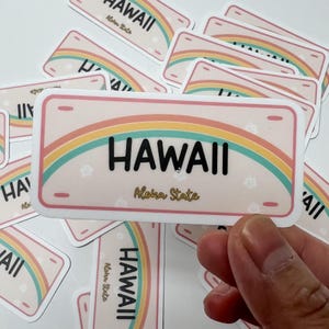 Waterproof Vinyl Stickers || Water Bottle Stickers, Laptop Stickers, Aloha State, Traveling, Dishwasher Tested || Hawaii || 3.0&quot; x 1.4&quot;