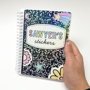 Libro de pegatinas reutilizables para niños y adultos. Diseño bonito. Regalo perfecto para ella. // PERSONALIZADO // Vinilo holográfico - Esquinas redondeadas // 5 x 7