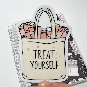 Waterproof Vinyl Stickers || Bookworm, Kindle Stickers, Water Bottle, Dishwasher, Cute, Trendy, Bookish Gifts || Treat Yourself || 2.1&quot; x 3&quot;