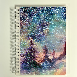 Reusable Sticker Book, Sticker Collector || Northern Lights || Holographic Vinyl - Rounded Corners || 5 x 7 (Same Front & Back Cover)