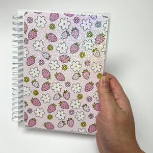 Reusable Sticker Book, Sticker Book For Kids, Gift For Her, Gifts || Strawberries and Floral || Holographic Vinyl - Rounded Corners || 5 x 7