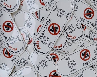 Anti-fascist sticker skateboard (All proceeds to Save Weekley Hall Woods)