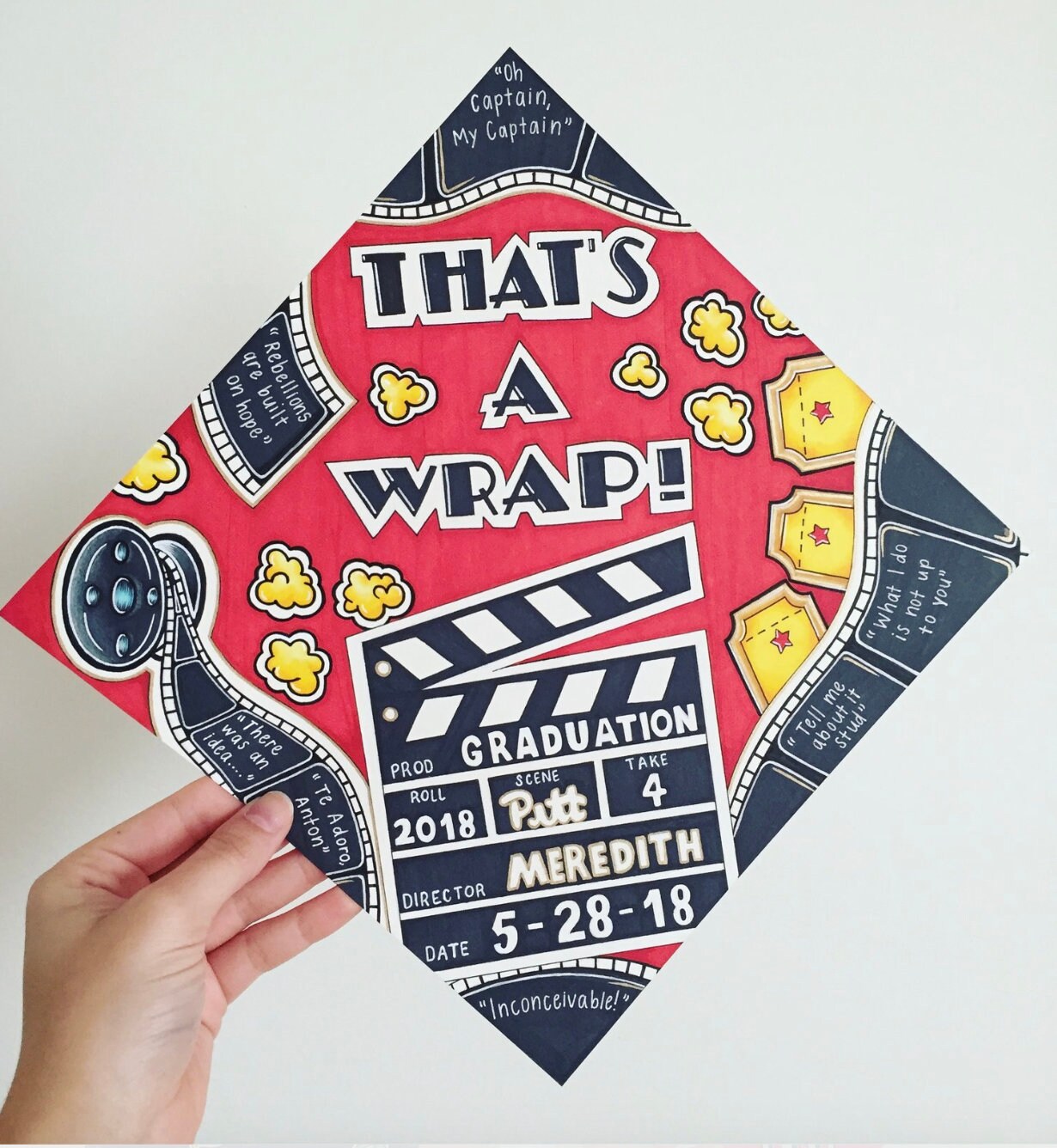 That's A Wrap Movie Theater Graduation Cap Topper Film Etsy