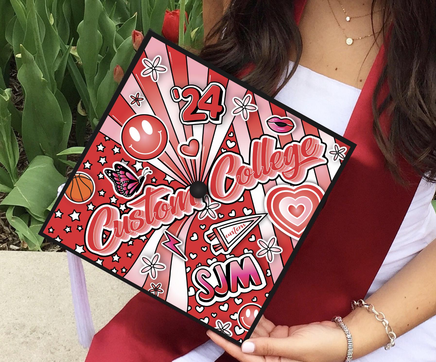 Customized Grad Caps Custom Graduation Cap Topper | Personalized School Colors Design ...