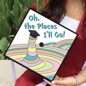 Custom grad Cap Topper Kinderbuch Oh die Orte, an die ich Abschlussfeier gehen werde