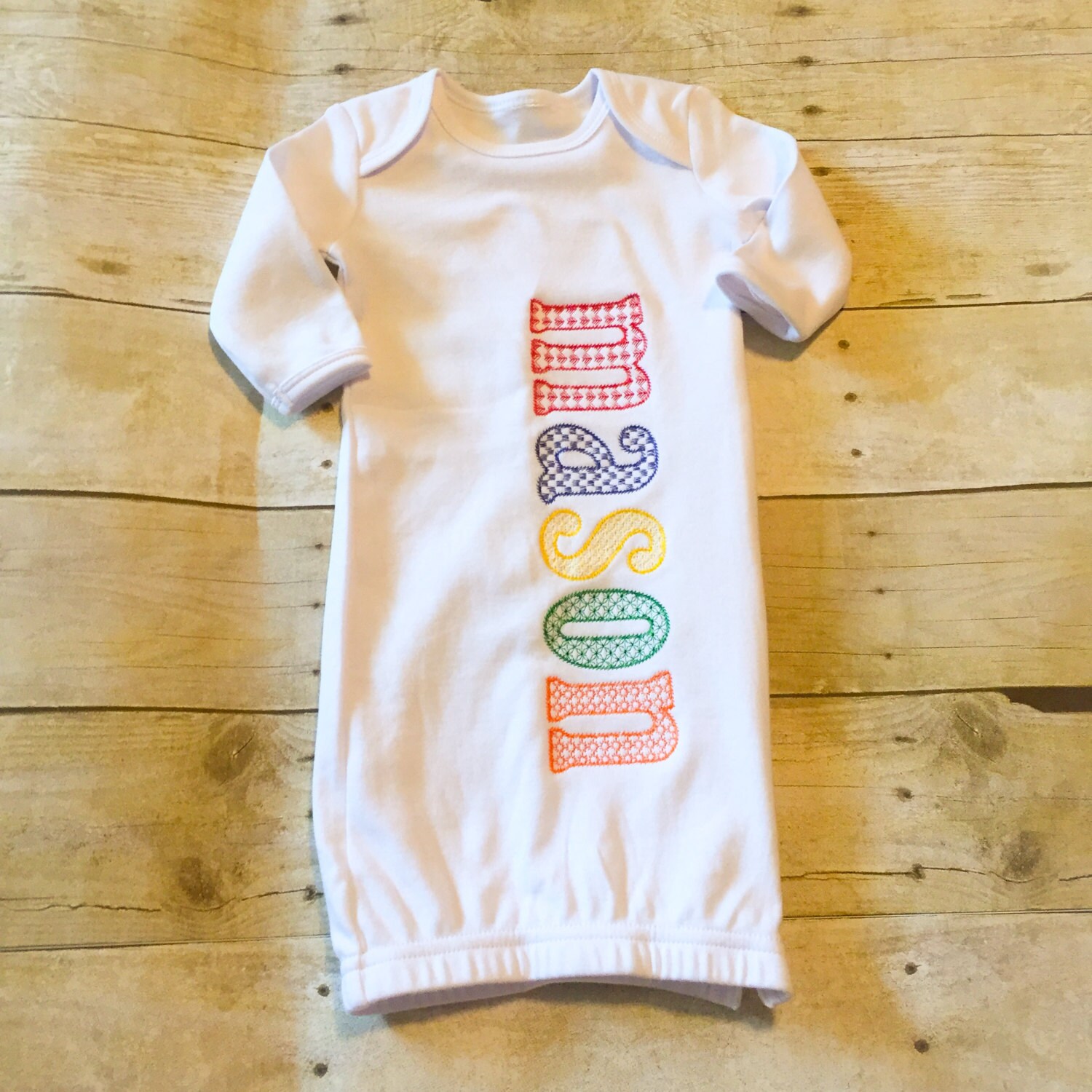monogrammed infant gown