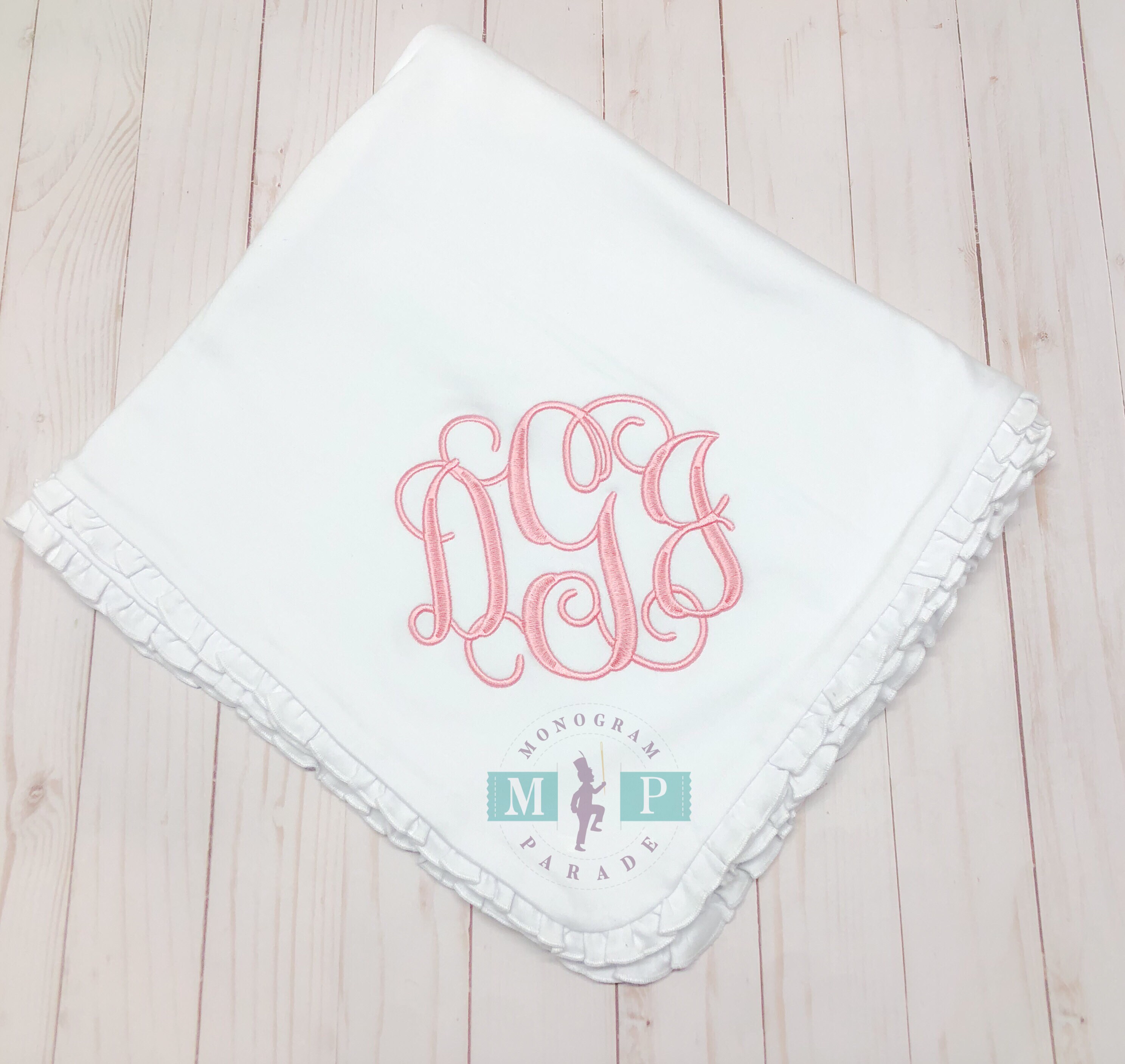 Monogram Baby Blanket Ruffle Baby Blanket Crib Blanket