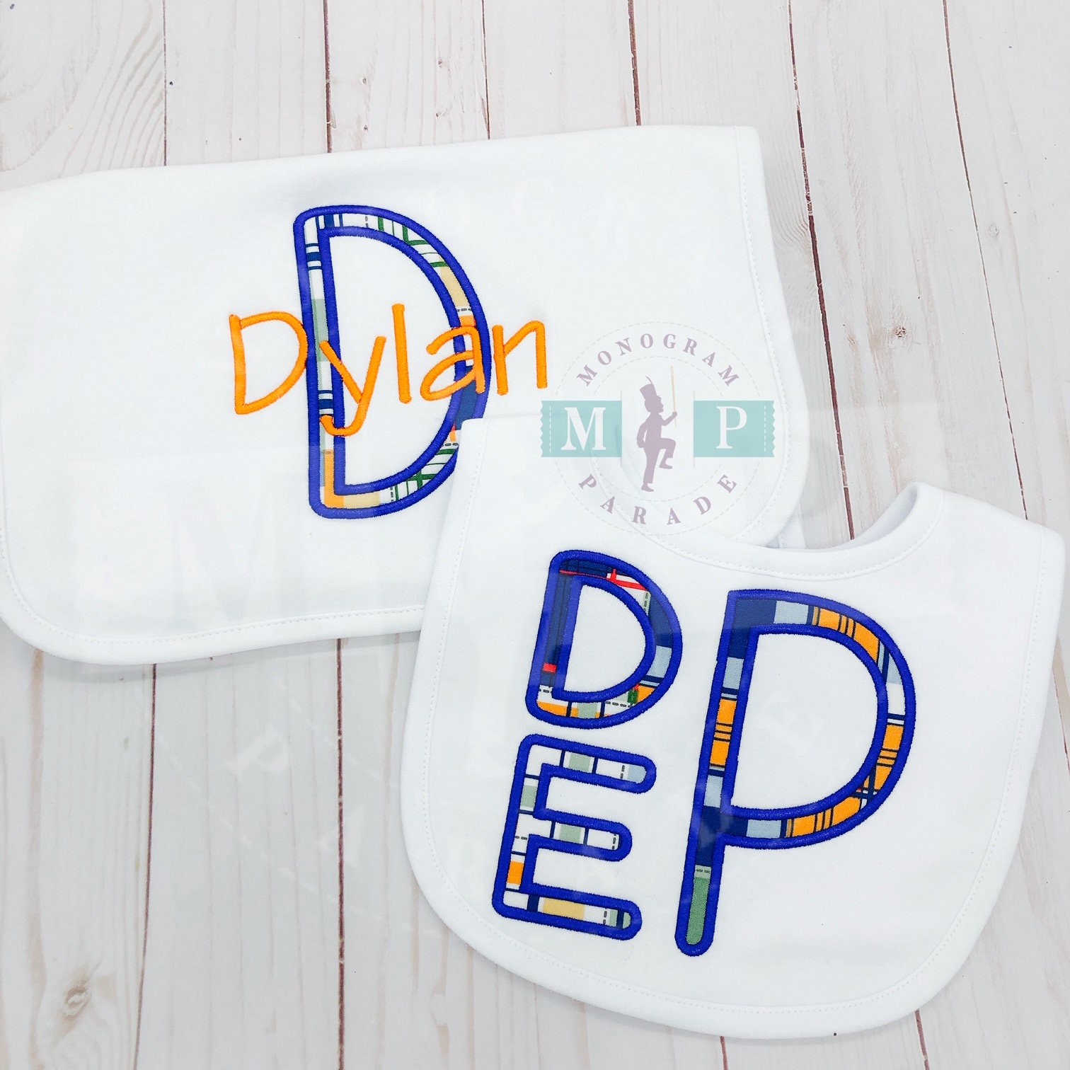 monogrammed baby bibs and burp cloths