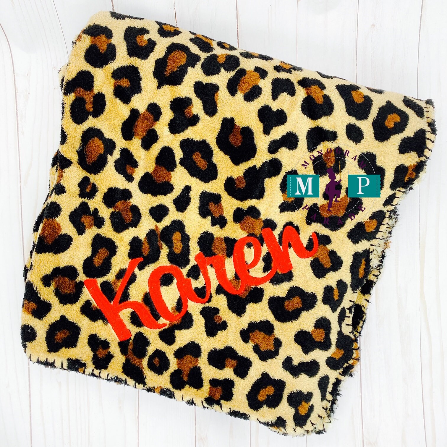 Cheetah Fleece Throw - monogram blanket