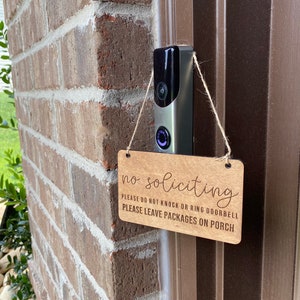 No Soliciting Sign - Leave Packages on the Porch - Hanging Sign