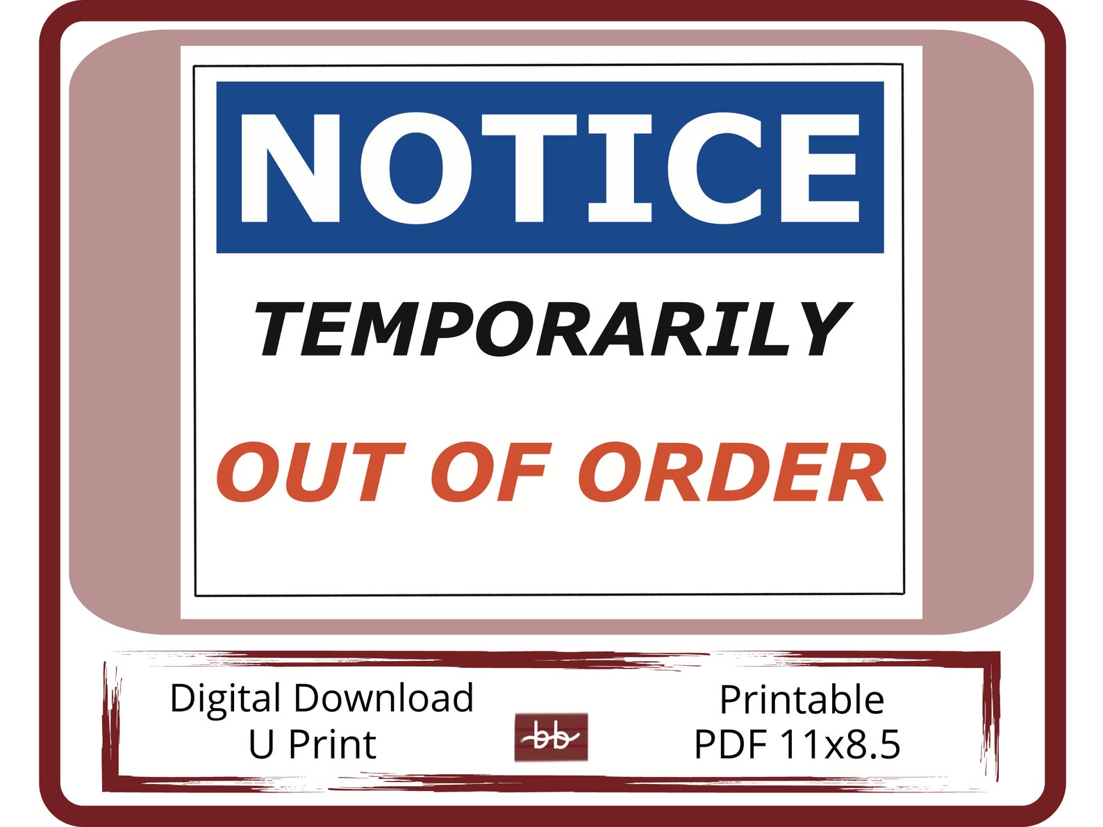 Temporarily Out Of Order Sign Printable Free