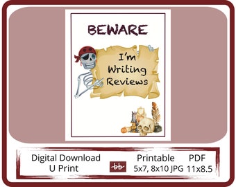 BEWARE I'm Writing Reviews, Instant Digital Download, 3 Files PDF, 2 JPG To Print for your Manager Office during Appraisal Time, Fun Sign