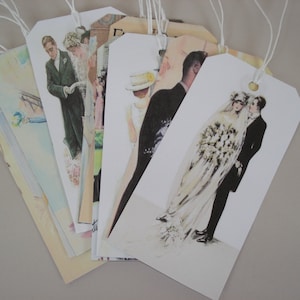 Wedding Tags, vintage illustration tags, gift tags, shower gift, engagement gift, wedding, scrapbooking, journaling, bookmarks