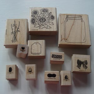 Sellos de goma de madera, colección Stampin' Up, sellos para tarros de cristal, tarjetas de felicitación hechas a mano, diario, scrapbooking, fabricación de tarjetas, juego de sellos