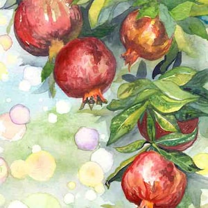 Pomegranates Watercolor Print
