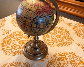 Brass old world Decorative Antique-Style mini Globe made in Italy.